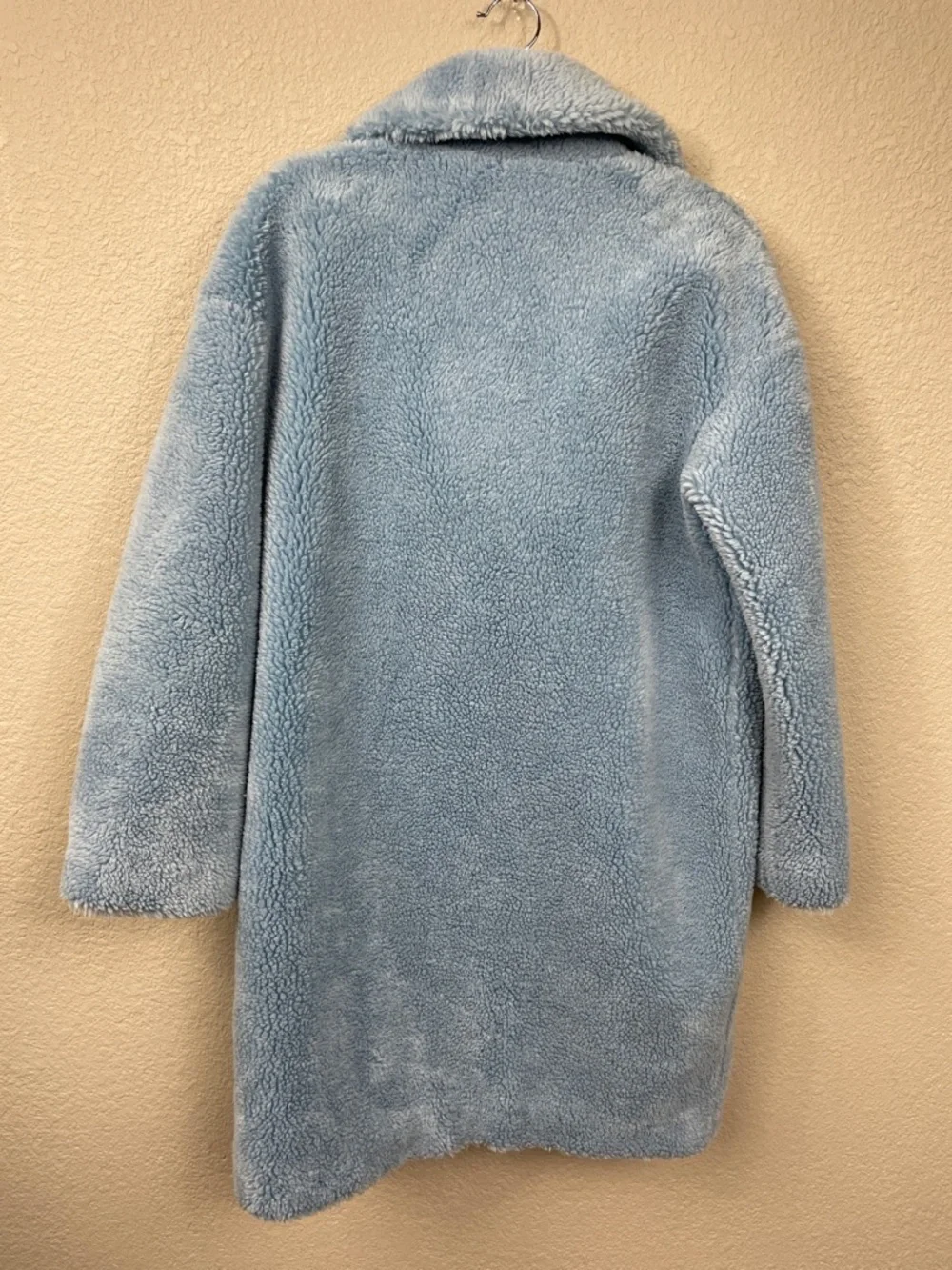 NWT Stand Studio Camilla Cocoon Coat Faux Fur Fleece Blue Sz 36